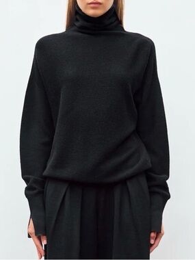 Molli Stand-Up Collar Sweater, Black